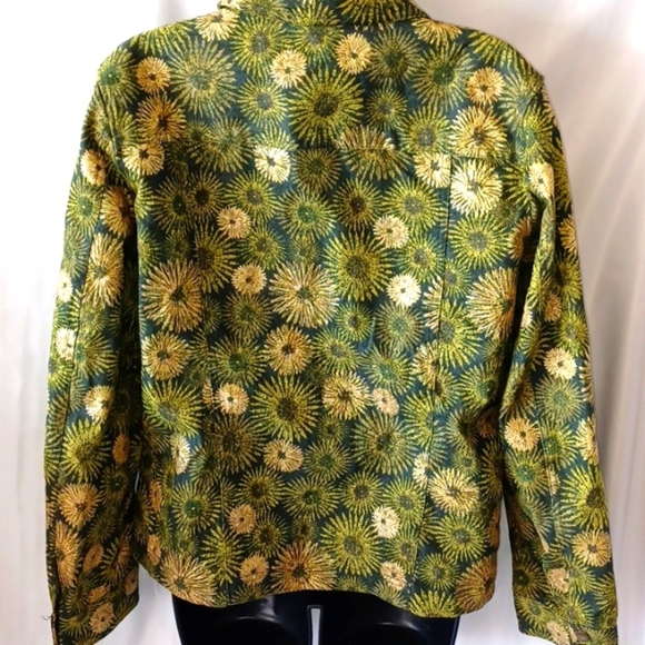 Christopher Banks XL Jacket Zip Front, snap sleeve, Green with gold accents - Picture 6 of 9